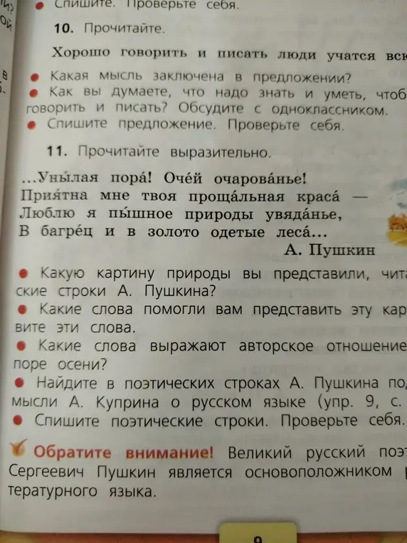 Ты просишь ответить на вопросы к стихотворению А. Пушкина 'Унылая пора! Очей очарованье!'