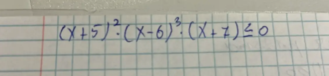 Помоги решить неравенство (x+5)²*(x-6)³*(x+7)≤0