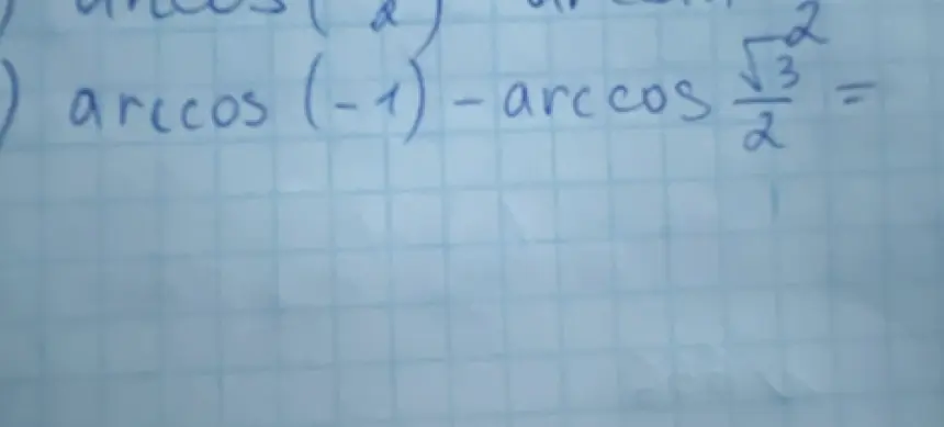 Вычисли значение выражения arccos(-1) - arccos(sqrt(3)/2)