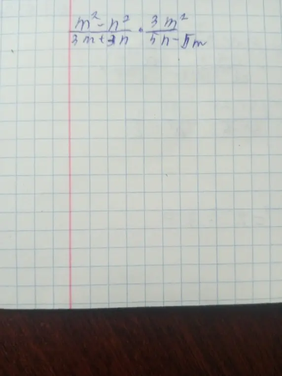 Помоги решить пример \frac{m^2-n^2}{3m+3n} \cdot \frac{3m^2}{5n-5m}