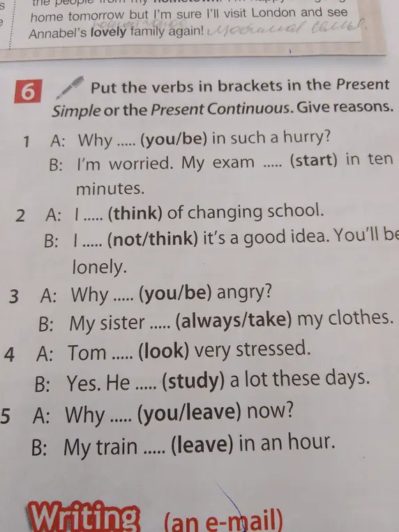 Как правильно использовать Present Simple или Present Continuous в предложениях из упражнения 6?