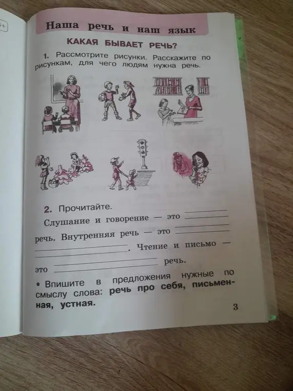 Заполни пропуски в предложениях, используя слова: речь про себя, письменная, устная.