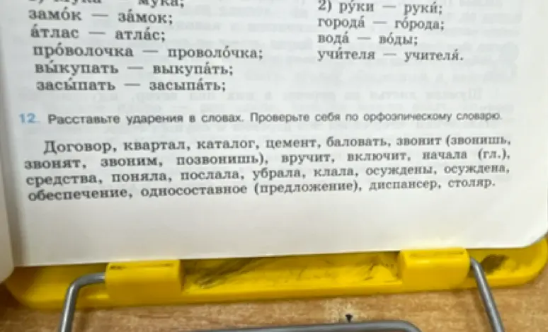 Помоги расставить ударения в словах: Договор, квартал, каталог, цемент, баловать, звонит и т.д.