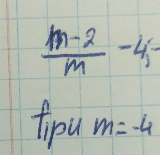 Найди значение выражения (m-2)/m - 4, если m = -4