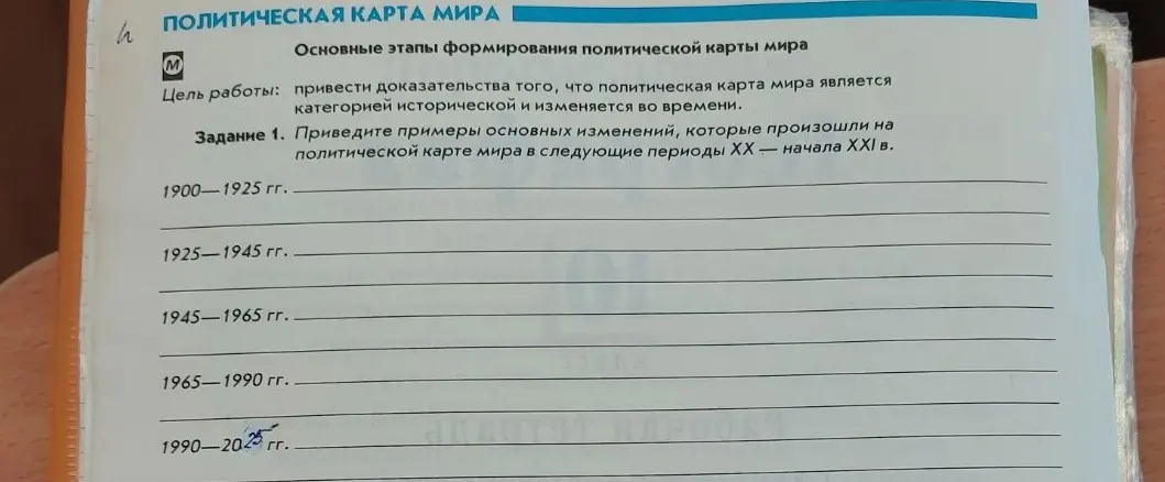 Можешь привести примеры основных изменений, которые произошли на политической карте мира в следующие периоды ХХ – начала ХХІ в (1900-1925 гг.)?