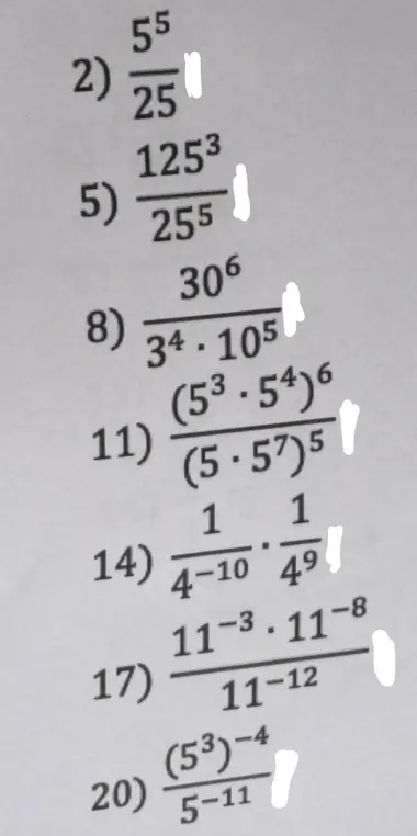Реши пример $\frac{5^5}{25}$
