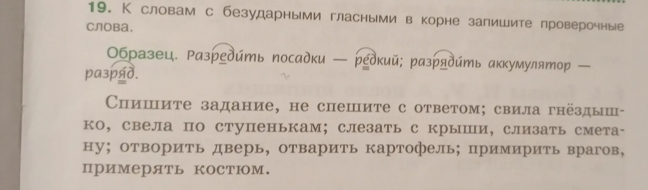Подбери проверочные слова к словам с безударными гласными в корне: свила гнёздышко
