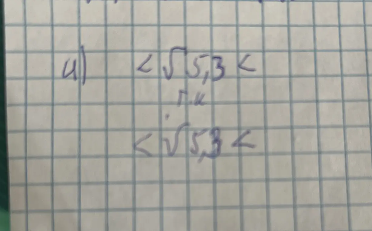 Подбери два ближайших целых числа, между которыми находится √5,3