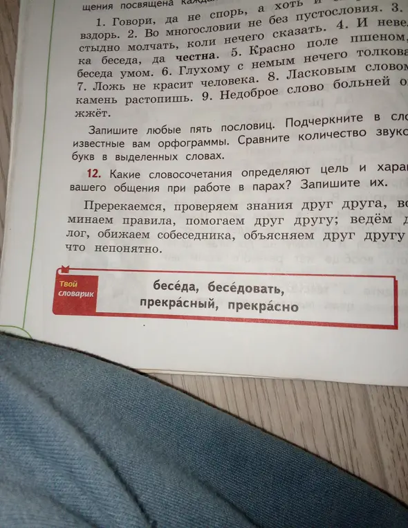 Какие словосочетания определяют цель и характер твоего общения при работе в парах?