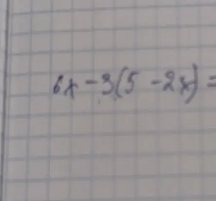 Объясни, как решить уравнение 6x - 3(5 - 2x) =