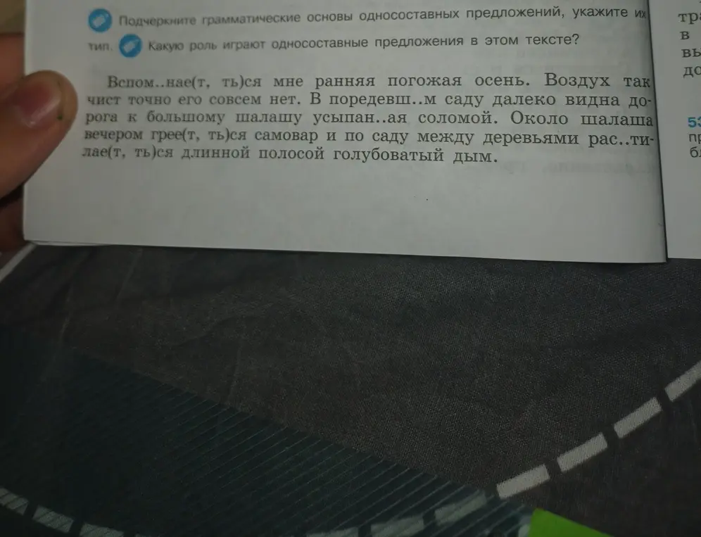 Подчеркни грамматические основы односоставных предложений, укажи их тип