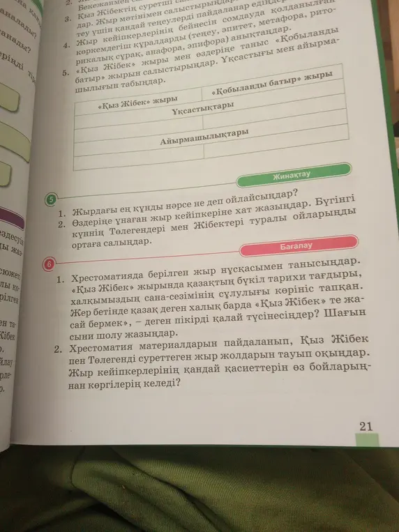 Сравни эпосы «Кыз Жибек» и «Кобланды батыр». Найди сходства и различия.