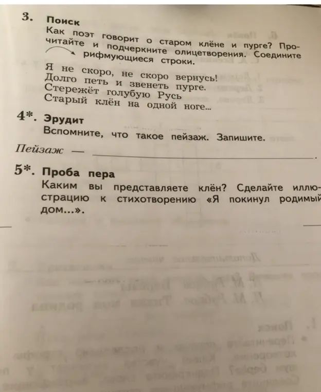 Как поэт говорит о старом клёне и пурге?