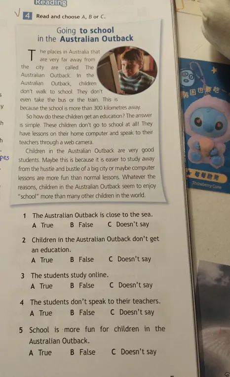 Прочитай и выбери A, B или C в задании про Australian Outback