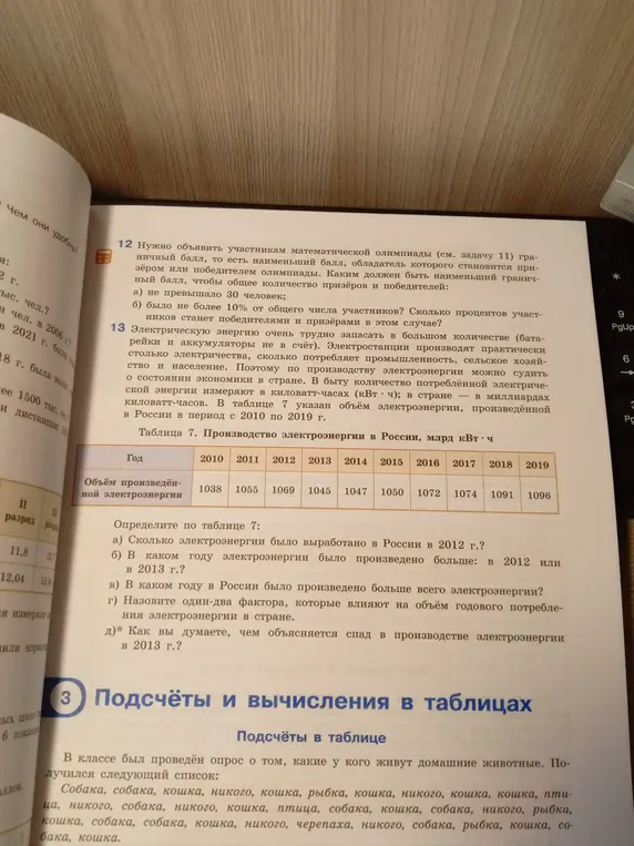 Помоги определить по таблице 7, сколько электроэнергии было выработано в России в 2012 г.