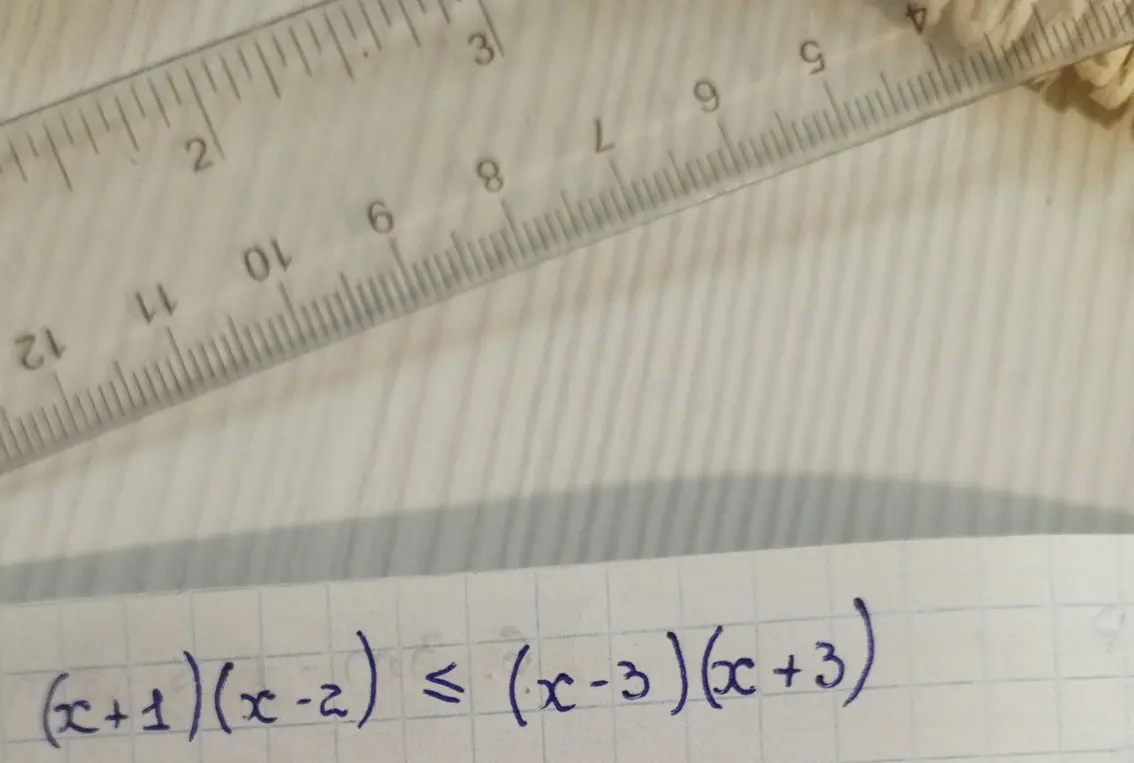 Реши неравенство (x+1)(x-2) ≤ (x-3)(x+3)