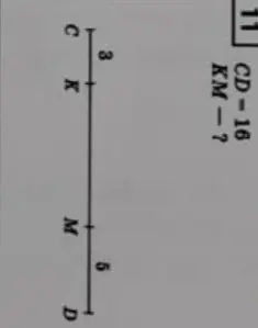 Помоги найти длину отрезка KM, если CD = 16, CK = 3, MD = 5