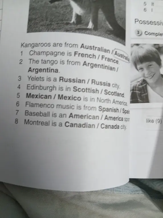 Выполни упражнение: выбери French или France в предложении 'Champagne is French / France'