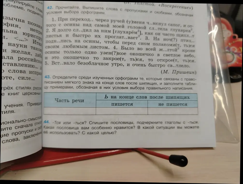 Помоги мне выписать слова с пропусками и скобками, а также определить орфограммы, связанные с правописанием мягкого знака на конце слов после шипящих