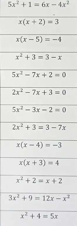 Реши уравнения: 5x² + 1 = 6x - 4x²