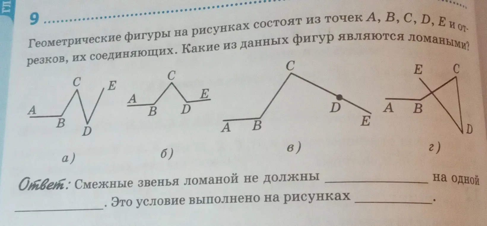 Какие из данных фигур являются ломаными?