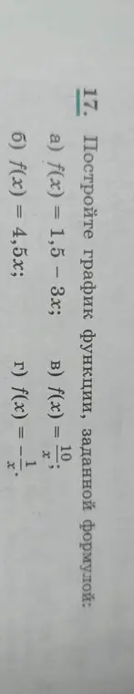Помоги мне построить график функции, заданной формулой f(x) = 1,5 – 3x