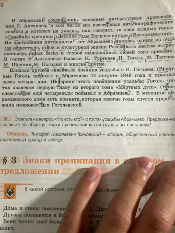 Объясни, кто есть кто из гостей усадьбы Абрамцево и какие знаки препинания ты поставил?