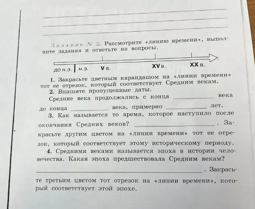 Выполни задание № 2: рассмотри «линию времени» и ответь на вопросы