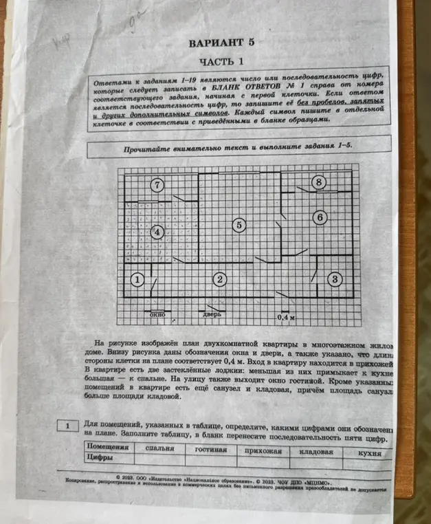 Можешь помочь определить, какими цифрами на плане обозначены спальня, гостиная, прихожая, кладовая и кухня?
