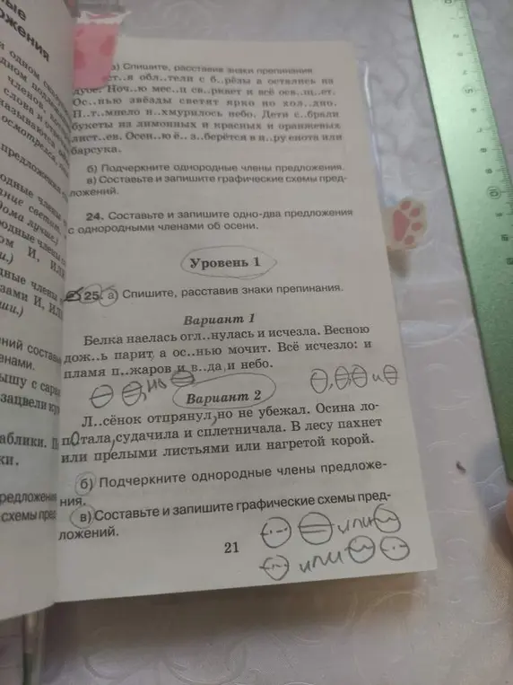 Помоги с заданием: спиши, расставь знаки препинания в упражнении 25 под буквой а