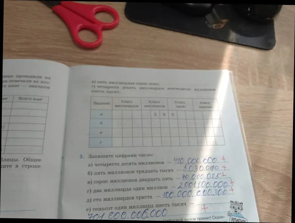 Помоги записать, как читается число: а) 7081 - семь тысяч