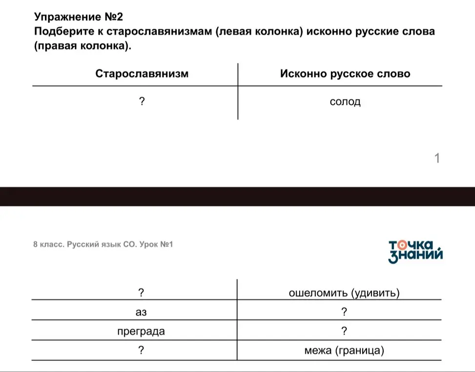 Ты просишь подобрать к старославянизмам исконно русские слова
