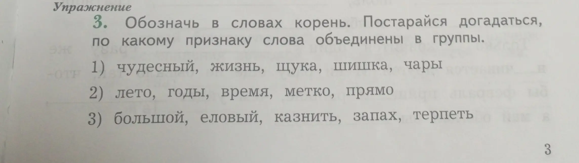 Помоги мне обозначить в словах корень в упражнении 3 под цифрой 1