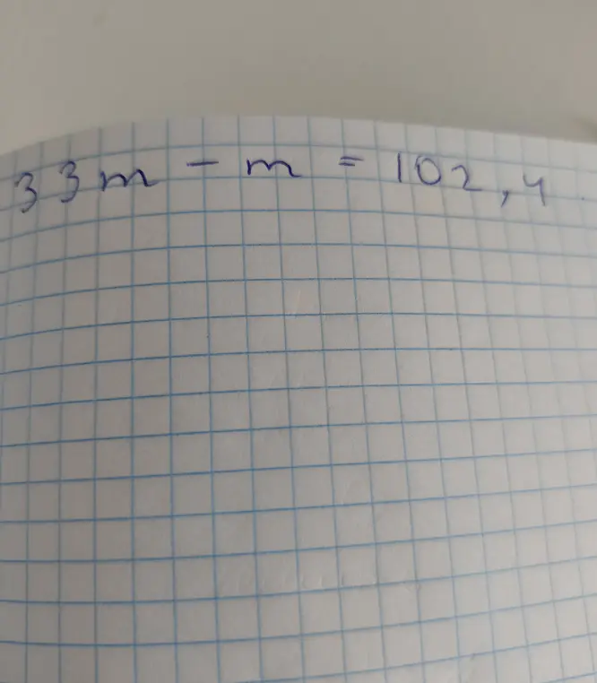 Реши уравнение 33m - m = 102,4