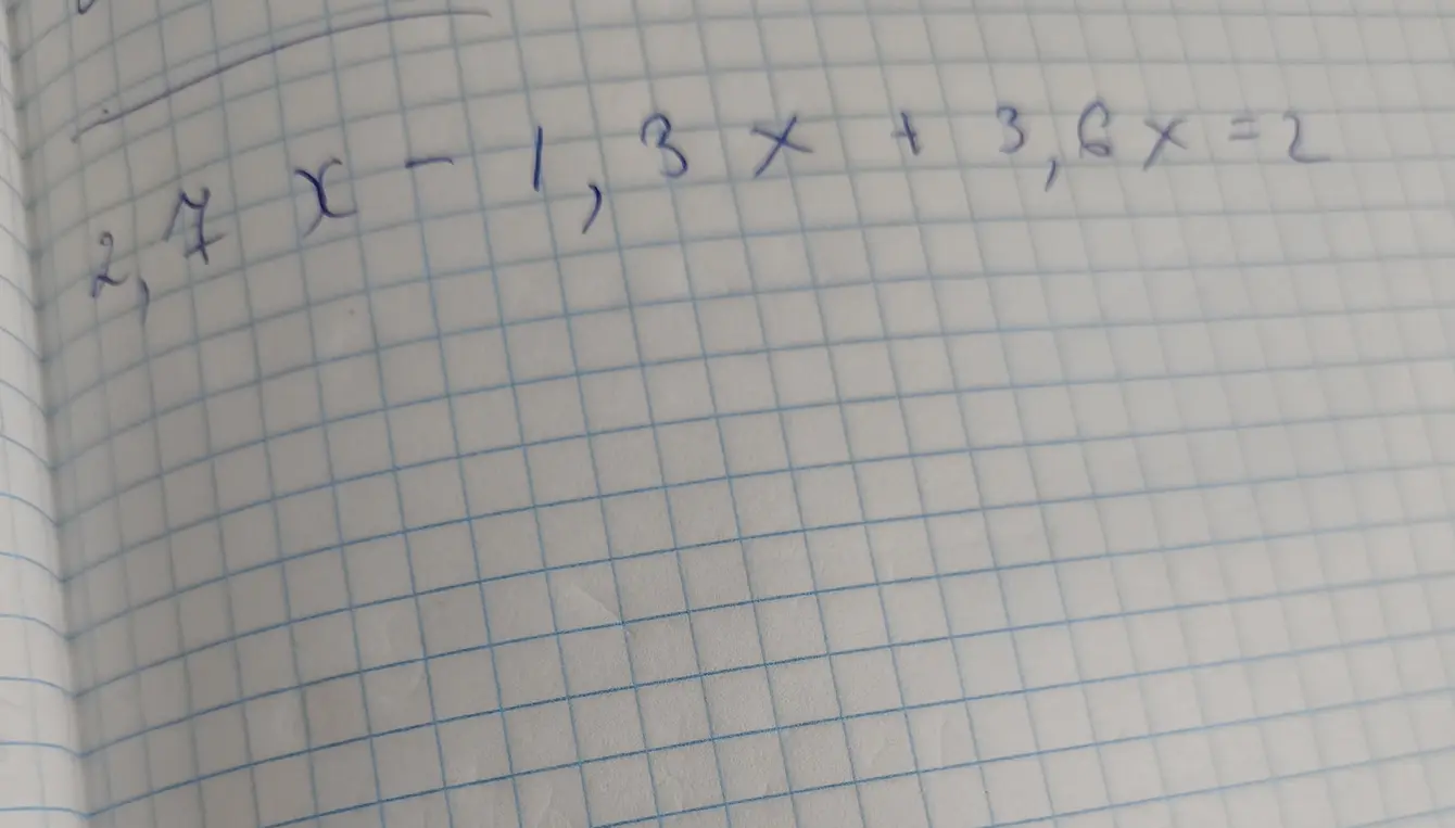 Реши уравнение 2,7x - 1,3x + 3,6x = 2