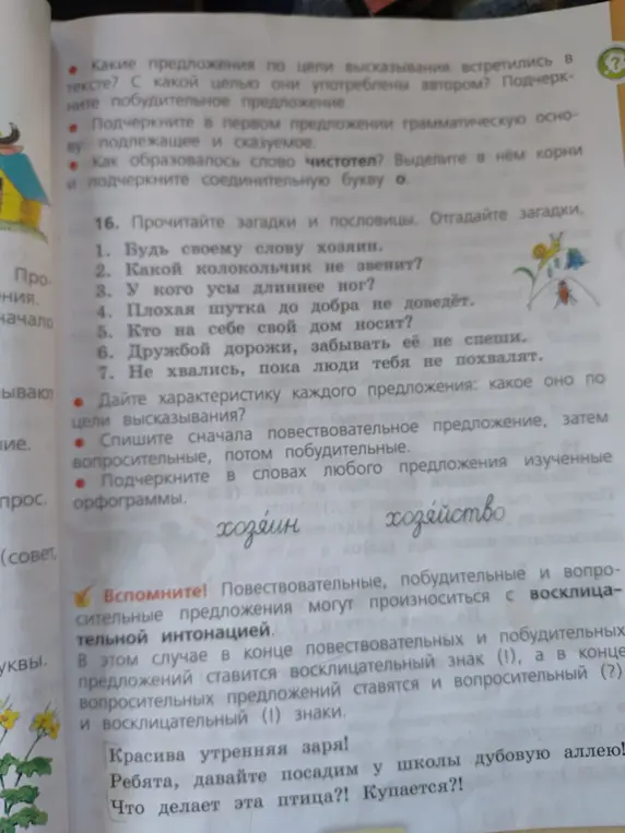 Ты просишь меня ответить на вопросы к тексту, подчеркнуть грамматическую основу в первом предложении, выделить корни и соединительную букву в слове 'чистотел', прочитать загадки и пословицы, дать характеристику предложений по цели высказывания, списать предложения в определённом порядке и подчеркнуть орфограммы в словах.
