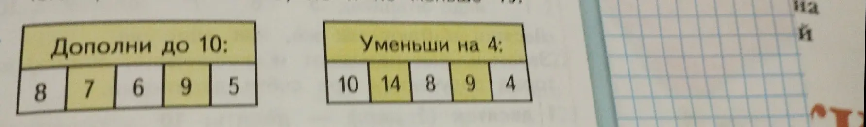 Ты просишь меня дополнить числа до 10 и уменьшить числа на 4