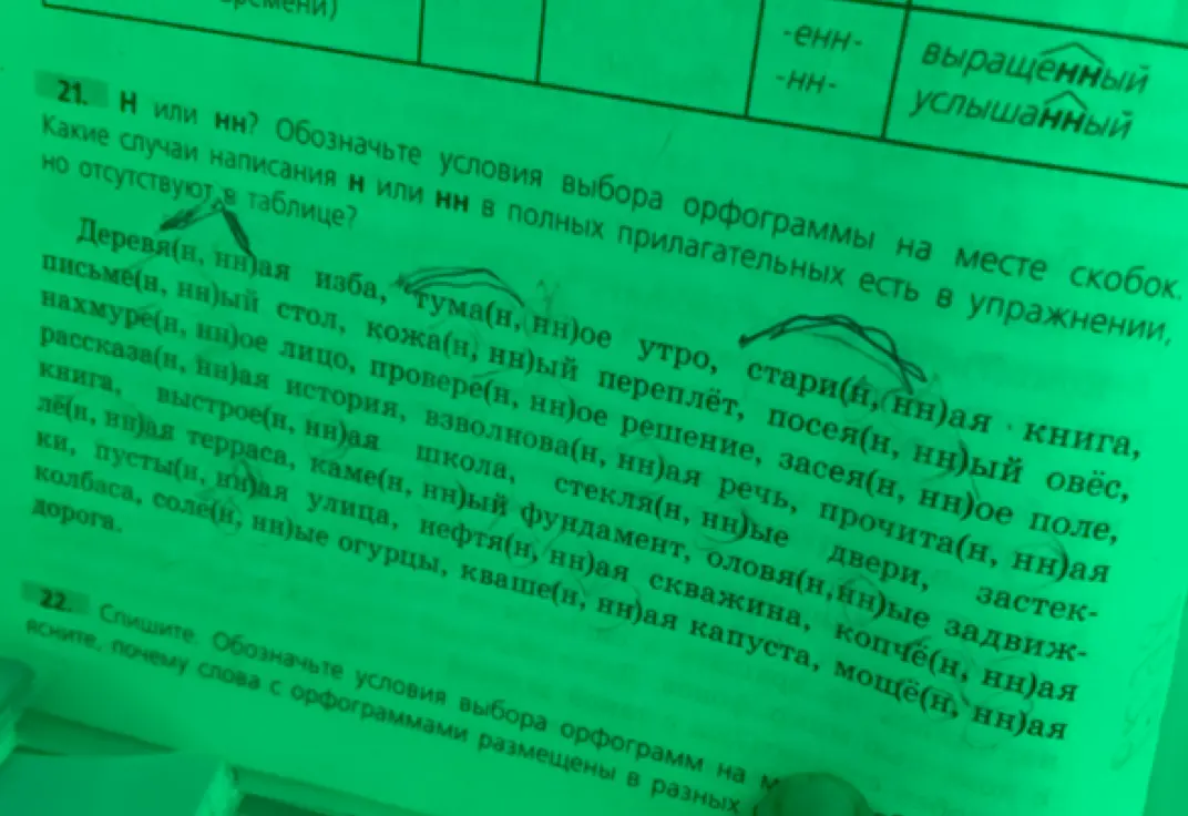 Какие случаи написания «н» или «нн» в полных прилагательных есть в упражнении, но отсутствуют в таблице?