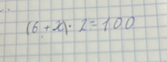 Помоги мне найти корень уравнения (6 + x) * 2 = 100