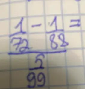 Как упростить выражение  ((\frac{1}{72} - \frac{1}{88})/(\frac{5}{99}))?
