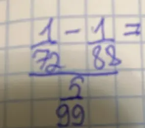 Можешь ли ты упростить дробное выражение (1/72 - 1/88) / (5/99)?