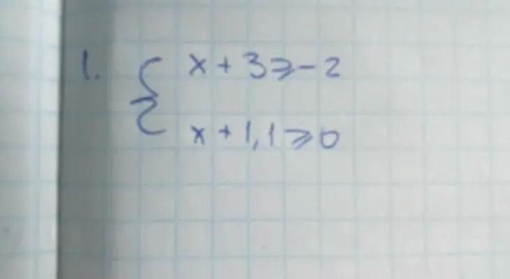 Можешь решить систему неравенств: x + 3 ≥ -2, x + 1,1 ≥ 0?