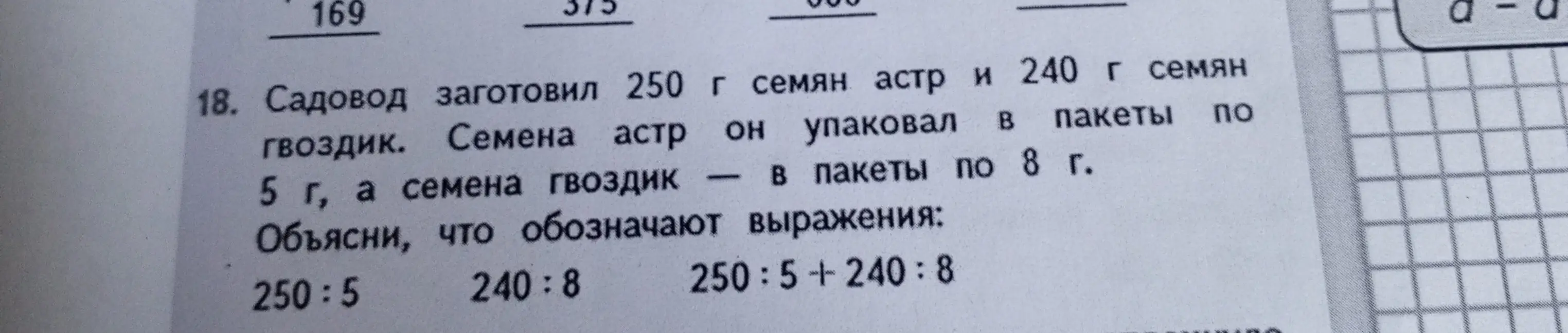 Объясни, что обозначает выражение 250:5