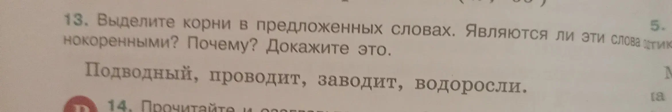 Помоги выделить корни в предложенных словах: Подводный, проводит, заводит, водоросли