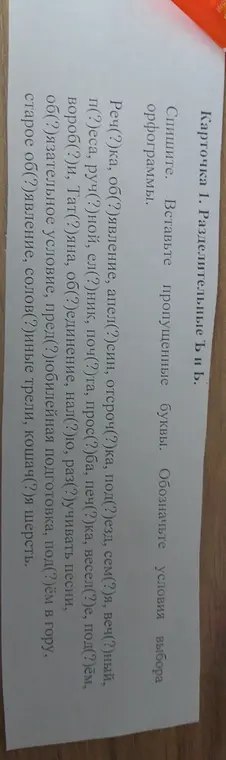 Предложи вставить пропущенные буквы Ъ и Ь в словах