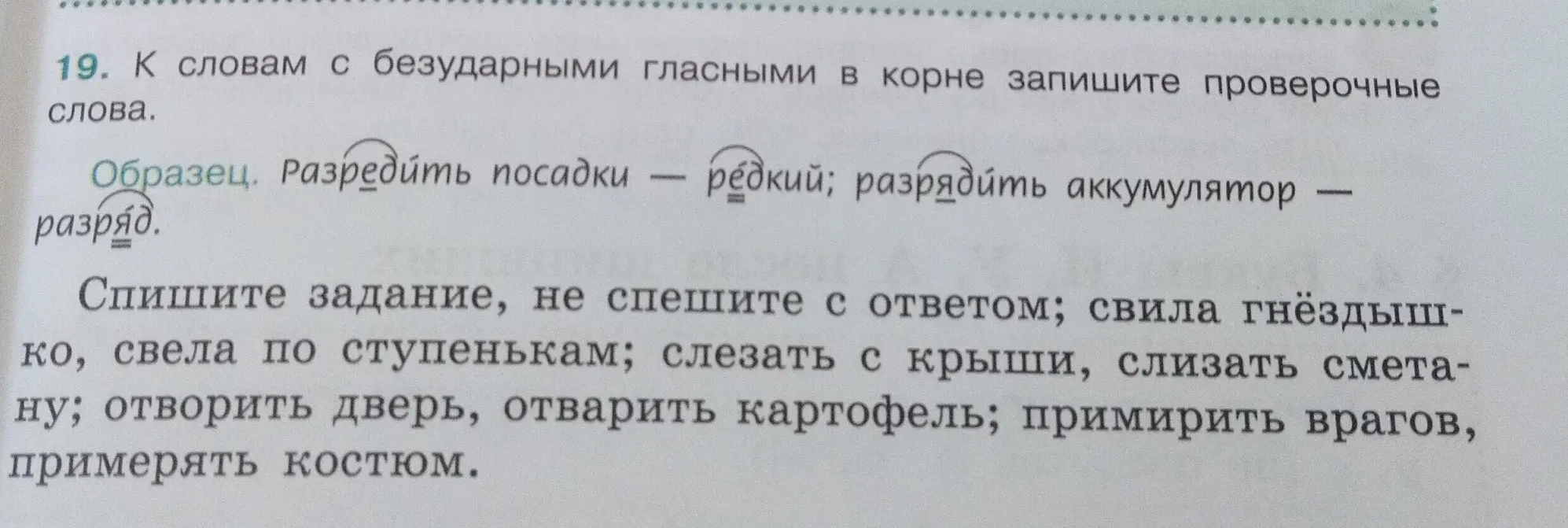 Подбери проверочные слова к словам с безударными гласными в корне: свила гнёздышко