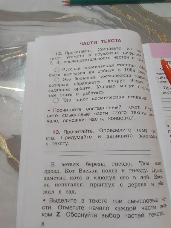 Выдели в тексте три смысловые части, отметь начало каждой части знаком Z и обоснуй выбор частей текста