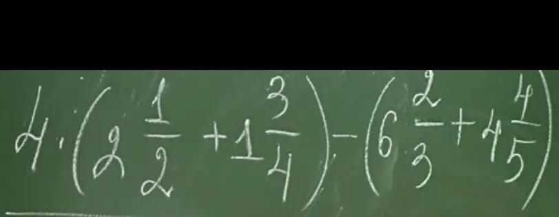 Вычисли значение выражения $4 \cdot (2\frac{1}{2} + 1\frac{3}{4}) - (6\frac{2}{3} + 4\frac{4}{5})$