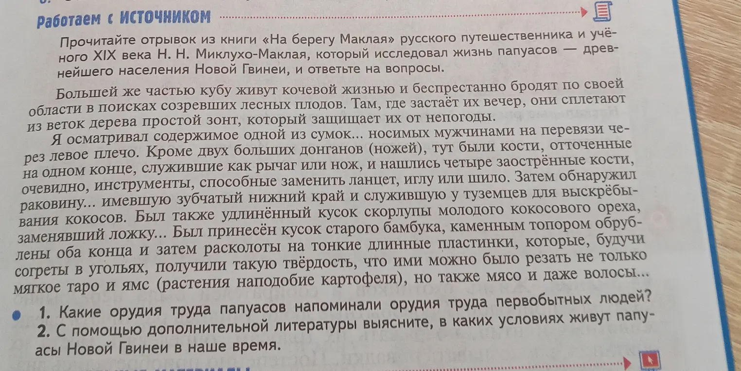 Какие орудия труда папуасов напоминали орудия труда первобытных людей?