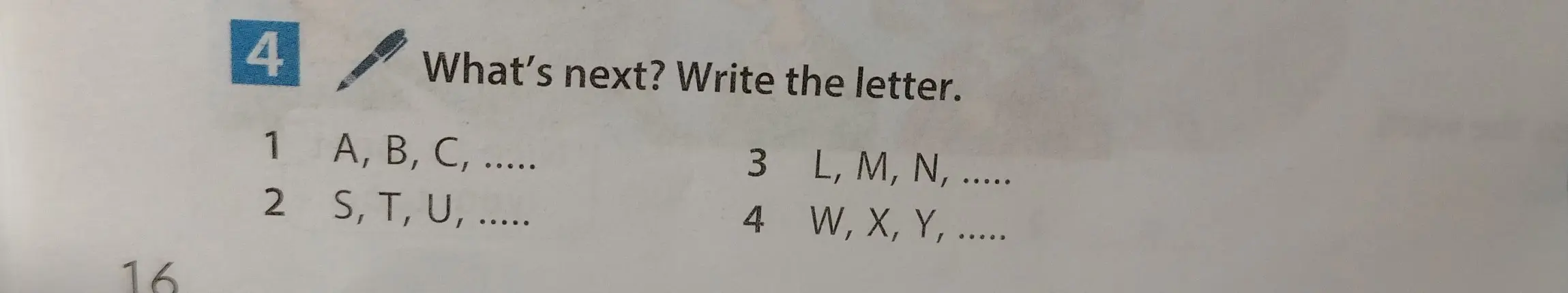 Подскажи, какая следующая буква в ряду: A, B, C